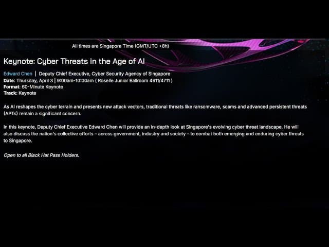 Keynote: Cyber Threats in the Age of AI