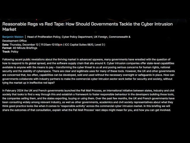 Reasonable Regs vs Red Tape: How should Governments tackle the cyber intrusion market?