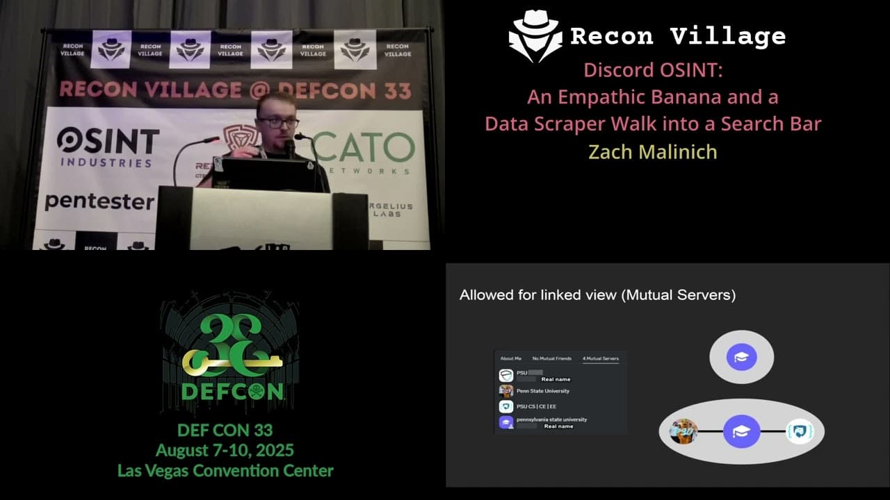 DEF CON 33 Recon Village - Discord OSINT - Zach Malinich