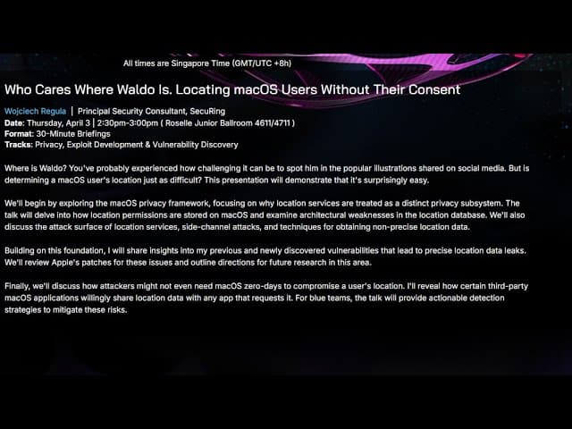 Who Cares Where Waldo Is. Locating macOS Users Without Their Consent