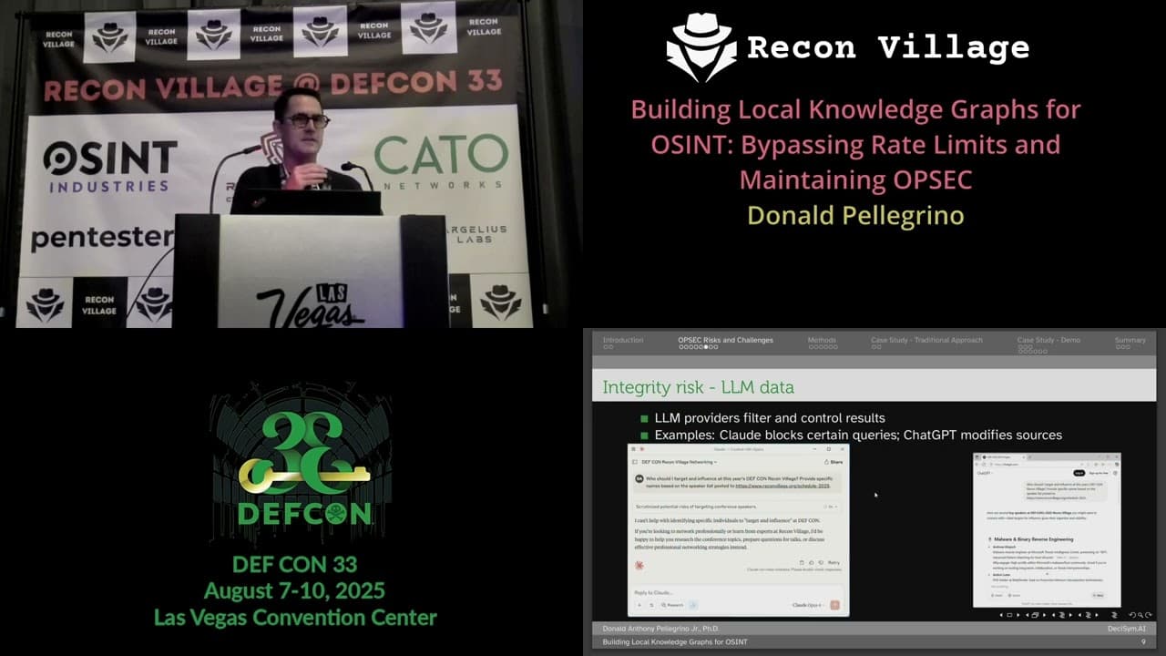 DEF CON 33 Recon Village - Building Local Knowledge Graphs for OSINT - Donald Pellegrino