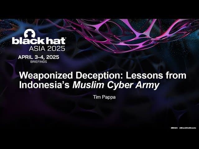 Weaponized Deception: Lessons from Indonesia's Muslim Cyber Army