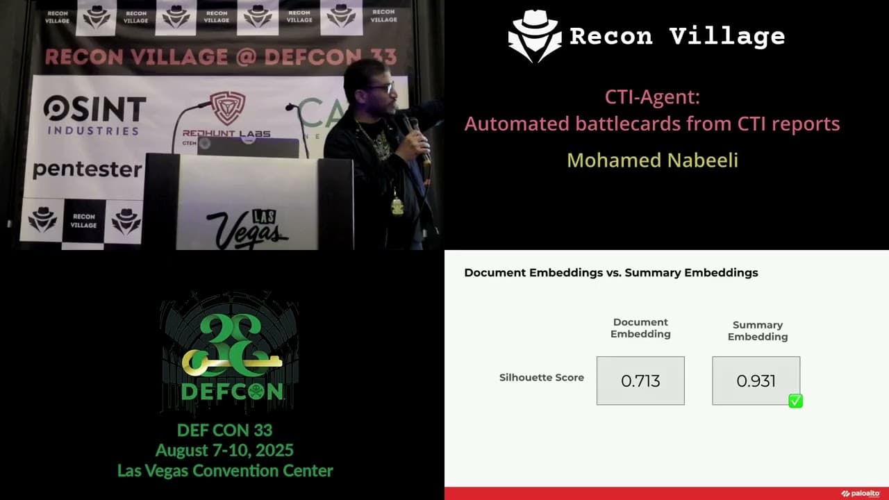 DEF CON 33 Recon Village - CTI Agent Automated Battlecards from CTI Reports - Mohamed Nabeel